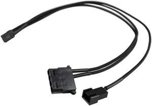 DarkSide 4-PIN Molex + RPM Wire to 3-PIN Fan Conversion Cable - 30cm Jet Black Sleeved (DS-0525)