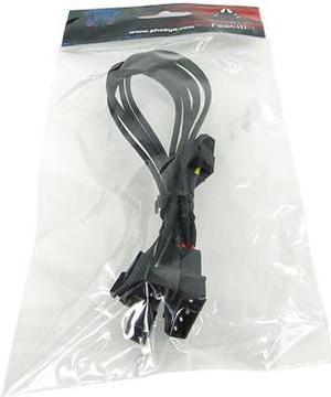 Phobya Y-Cable, 4-Pin Molex to 4x 3-Pin (12V), 30cm, Sleeved, Black