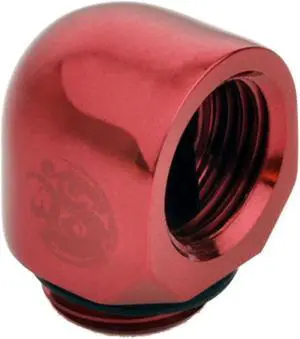 Bitspower G1/4" Male to Female Extender Fitting, 90 Degree Angle, Deep Blood Red