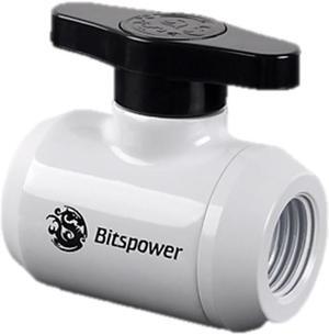 Bitspower G1/4" Mini Valve with Black Handle, Deluxe White Body