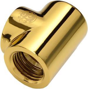 Bitspower T-Block Fitting with Triple G1/4" Female, True Brass Bitspower T-Block Fitting with Triple G1/4" Female, True Brass