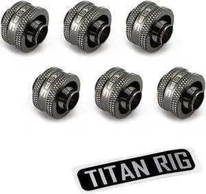 XSPC G1/4" to 3/8" ID, 1/2" OD Compression Fitting V2 for Soft Tubing, Black Chrome, 6-pack XSPC G1/4" to 3/8" ID, 1/2" OD Compression Fitting V2 for Soft Tubing, Black Chrome, 6-pack