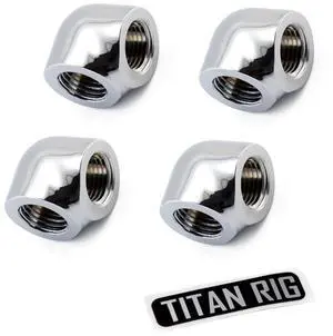 XSPC G1/4" Female to Female 90 Degree Elbow Fitting, Chrome, 4-pack XSPC G1/4" Female to Female 90 Degree Elbow Fitting, Chrome, 4-pack