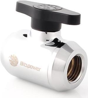 Bitspower G1/4" Mini Valve with Black Handle, Silver Shining Body