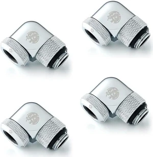 Bitspower G1/4" to Enhance Multi-Link Adapter Fitting for 12mm OD Rigid Tubing, 90 Degree Rotary, Silver Shining, 4-pack Bitspower G1/4" to Enhance Multi-Link Adapter Fitting for 12mm OD Rigid Tubing, 90 Degree Rotary, Silver Shining, 4-pack