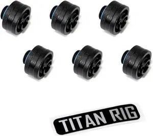 XSPC G1/4" to 1/2" ID, 3/4" OD Compression Fitting V2 for Soft Tubing, Matte Black, 6-pack