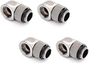 Bitspower G1/4" Male to Female Extender Fitting, 90 Degree Rotary, Black Sparkle, 4-pack Bitspower G1/4" Male to Female Extender Fitting, 90 Degree Rotary, Black Sparkle, 4-pack