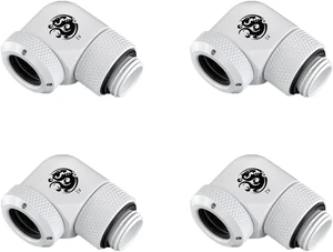 Bitspower G1/4" to Enhance Multi-Link Adapter Fitting for 12mm OD Rigid Tubing, 90 Degree Rotary, Deluxe White, 4-pack Bitspower G1/4" to Enhance Multi-Link Adapter Fitting for 12mm OD Rigid Tubing, 90 Degree Rotary, Deluxe White, 4-pack