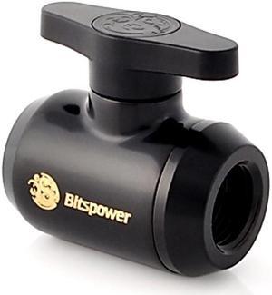 Bitspower G1/4" Mini Valve with Black Handle, Matte Black Body