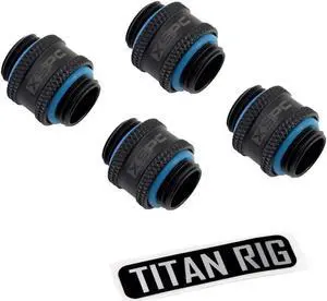 XSPC G1/4" Male to Male Rotary Fitting, Matte Black, 4-pack