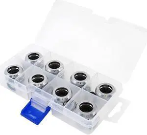 XSPC G1/4" to 10mm ID, 14mm OD Rigid Tubing Fitting (for use with XSPC Metal & PETG Tubing Only), Chrome, 8 Pack ?