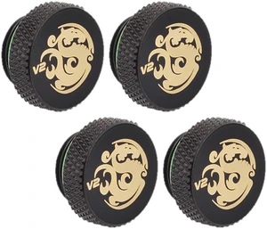 Bitspower G1/4" Stop Fitting V2, Matte Black, 4-pack