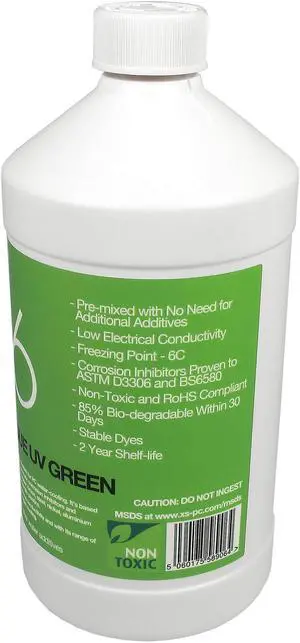 XSPC EC6 High Performance Premix PC Coolant, Opaque, 1000 mL, UV Green XSPC EC6 High Performance Premix PC Coolant, Opaque, 1000 mL, UV Green
