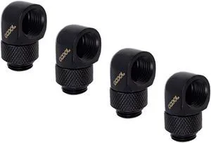 Alphacool Eiszapfen G1/4" Male to Female Extender, 90 Degree Rotary, Deep Black, 4-pack Alphacool Eiszapfen G1/4" Male to Female Extender, 90 Degree Rotary, Deep Black, 4-pack
