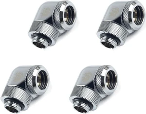 Bitspower G1/4" to Enhance Multi-Link Adapter Fitting for 14mm OD Rigid Tubing, 90 Degree Rotary, Silver Shining, 4-pack Bitspower G1/4" to Enhance Multi-Link Adapter Fitting for 14mm OD Rigid Tubing, 90 Degree Rotary, Silver Shining, 4-pack