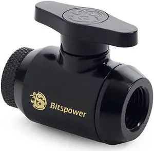 Bitspower Mini Valve with Rotary Inner G1/4" port and Inner G1/4" port, Matte Black