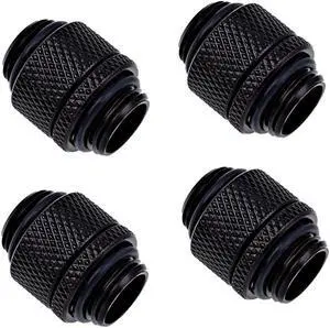 Alphacool Eiszapfen G1/4" Male to Male 10mm Extender Fitting, Rotary, Deep Black, 4-pack