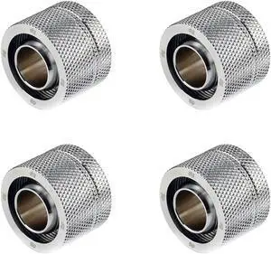 Bitspower G1/4" to 1/2" ID, OD 3/4" OD Compression Fitting for Soft Tubing, CC5 Ultimate, Silver Shining, 4-pack Bitspower G1/4" to 1/2" ID, OD 3/4" OD Compression Fitting for Soft Tubing, CC5 Ultimate, Silver Shining, 4-pack