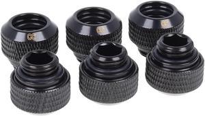 Alphacool Eiszapfen G1/4" HardTube Compression Fitting for Carbon Tubes, 12mm OD, Black, 6-pack