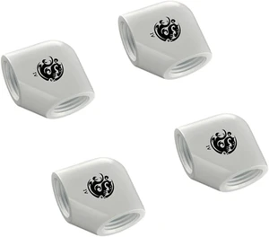 Bitspower G1/4" Female to Female Extender Fitting, 90 Degree Angle, Deluxe White, 4-pack Bitspower G1/4" Female to Female Extender Fitting, 90 Degree Angle, Deluxe White, 4-pack