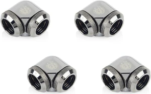 Bitspower Dual Enhance Multi-Link Adapter Fitting for 14mm OD Rigid Tubing, 90 Degree Angle, Black Sparkle, 4-pack Bitspower Dual Enhance Multi-Link Adapter Fitting for 14mm OD Rigid Tubing, 90 Degree Angle, Black Sparkle, 4-pack