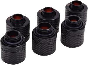 Alphacool HF G1/4" to 10mm ID, 13mm OD Compression Fitting for Soft Tubing, Deep Black, 6-pack