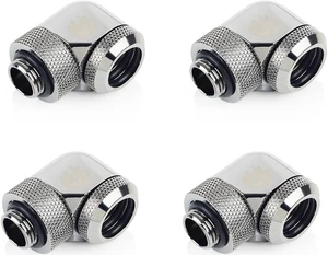 Bitspower G1/4" to Enhance Multi-Link Adapter Fitting for 14mm OD Rigid Tubing, 90 Degree Rotary, Black Sparkle, 4-pack