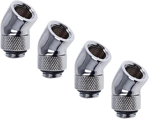 Alphacool Eiszapfen G1/4" Male to Female Extender, 45 Degree Rotary, Chrome, 4-pack Alphacool Eiszapfen G1/4" Male to Female Extender, 45 Degree Rotary, Chrome, 4-pack