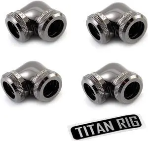 XSPC 10mm ID, 14mm OD Rigid Tubing 90 Degree Elbow Fitting, Black Chrome, 4-pack XSPC 10mm ID, 14mm OD Rigid Tubing 90 Degree Elbow Fitting, Black Chrome, 4-pack