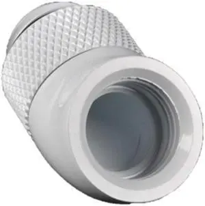 Bitspower G1/4" Male to Female Extender Fitting, 45 Degree Rotary, Deluxe White Bitspower G1/4" Male to Female Extender Fitting, 45 Degree Rotary, Deluxe White