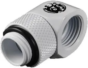 Bitspower G1/4" Male to Female Extender Fitting, 90 Degree Rotary, Deluxe White Bitspower G1/4" Male to Female Extender Fitting, 90 Degree Rotary, Deluxe White