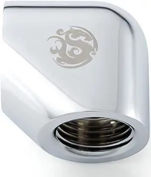 Bitspower G1/4" Female to Female Extender Fitting, 90 Degree Angle, Silver Shining Bitspower G1/4" Female to Female Extender Fitting, 90 Degree Angle, Silver Shining