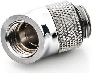 Bitspower G1/4" Male to Female Extender Fitting, 45 Degree Rotary, Silver Shining
