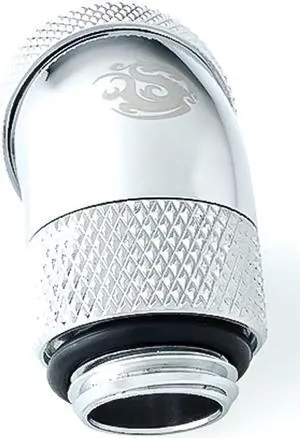Bitspower G1/4" to Enhance Multi-Link Adapter Fitting for 12mm OD Rigid Tubing, 45 Degree Rotary, Silver Shining