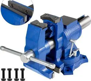 Bench Vise 6" 30Kn Heavy Duty with 360° Swivel Base and Head Two Clamping Jaws