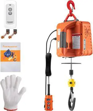VEVOR 3-in-1 Electric Hoist Winch Portable Crane 1100lbs 25ft w/ Remote Control