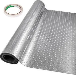 VEVOR Garage Floor Mat Garage Flooring Roll 3.9x6.5ft Anti-Slip Silver PVC Vinyl