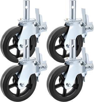 VEVOR BestEquip 4 Pack Scaffolding Caster Wheels 8 x 2 Inch with Dual Locking Rubber Swivel Caster 360 Degrees Heavy Duty Casters 1100LBS Capacity per Wheel