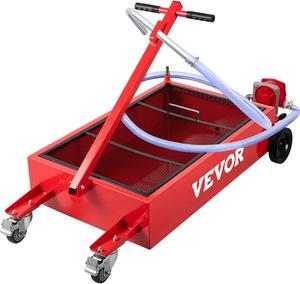 VEVOR Low Profile Oil Drain Pan Truck Drain Pan 20 Gallon with Pump Hose Casters