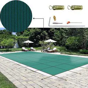 VEVOR Pool Safety Cover Fits 18x36ft Rectangle Inground Safety Pool Cover Green Mesh Solid Pool Safety Cover for Swimming Pool Winter Safety Cover