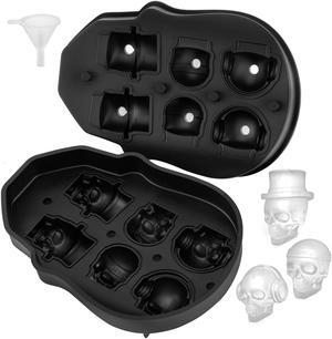 VEVOR Skull Ice Cube Tray Ice Ball Maker 6-Grid Black Silicone Tray for Beverage