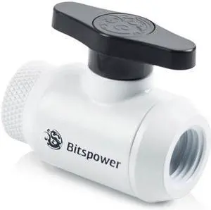 Bitspower Deluxe White Mini Valve Rotary Inner G1/4" & Inner G14" With Black Handle