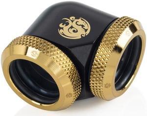 Bitspower Carbon Black/True Brass Enhance 90-Degree Dual Multi-Link Adapter For OD 16MM