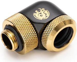 Bitspower Carbon Black/ True Brass Enhance Rotary G1/4" 90-Degree Multi-Link Adapter For OD 14MM