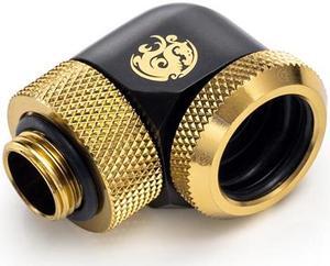 Bitspower Carbon Black/ True Brass Enhance Rotary G1/4" 90-Degree Multi-Link Adapter For OD 16MM