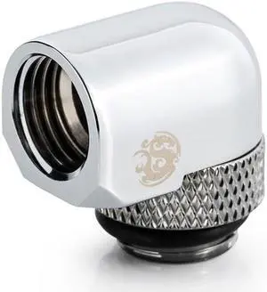 Bitspower G1/4" Silver Shining Rotary 90-Degree IG1/4" Extender (Compact Version)