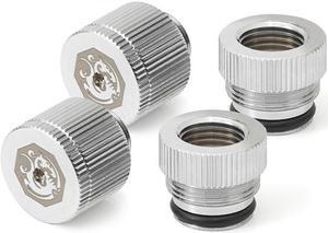 Bitspower Touchaqua Water-exhaust Fitting V2, Glorious Silver, 2-pack BPTA-EFW-V2-GS