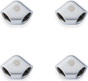 Bitspower Silver Shining 90-Degree With Dual Inner G1/4" Extender (4PCS)