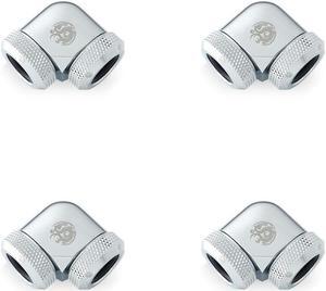 Bitspower Silver Shining Enhance 90-Degree Dual Multi-Link Adapter For OD 12MM (4PCS)