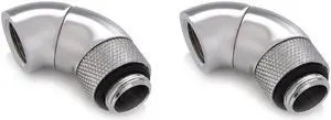 Bitspower G1/4" Silver Shining Dual Rotary 90-Degree IG1/4" Extender (2PCS)